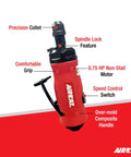 0.75 HP Pneumatic Straight Die Grinder with spindle lock, 20K RPM ergonomic grip, top mounted speed control switch
