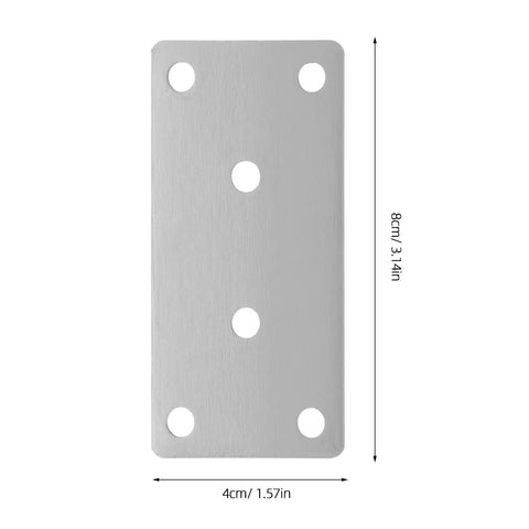 Rust Resistant Stainless Steel Corner Brackets Set Of 10 Flat Mending Plates product, shown with dimensions 8cm by 4cm.