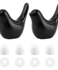 2 Pack Ceramic Bird Toilet Bolt Covers Straight Up Hide Rusty Floor Screws Smooth As Butter With Black Ceramic Bird Caps.