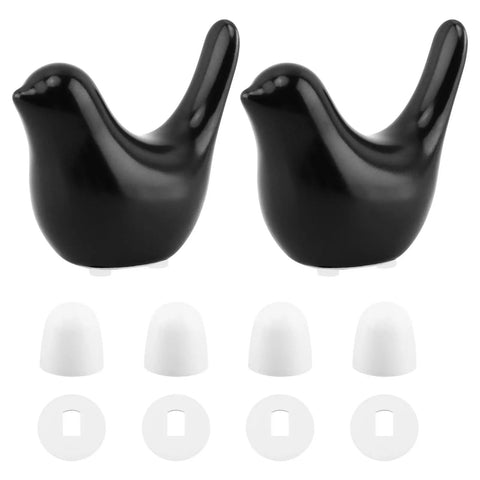 2 Pack Ceramic Bird Toilet Bolt Covers Straight Up Hide Rusty Floor Screws Smooth As Butter With Black Ceramic Bird Caps.
