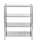 Heavy Duty Stainless Steel Garage Shelves With Adjustable Height And Built Like A Tank Design Supporting 330 Pounds Per Shelf, four-tier design.