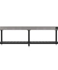 Heavy Duty Welding Fixture Table With Precision Laser Cut Grid Holes And Adjustable Levelers Built Hella Sturdy For Knocking Out Big Shop Builds 120 By 60 By 36 Inches, side view showing sturdy steel frame and laser-cut surface.