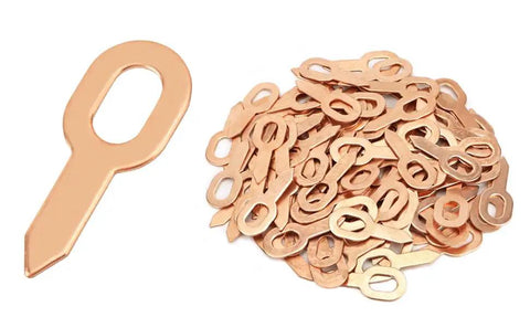 Dent Puller Ring Kit 100 Pcs Pro Grade Heavy Duty Copper Ring Repair Tool for Panel Welder and Spot Welding Machines Auto Body Dent Repair Consumables Perfect for Pros and DIYers showing pile of copper rings.