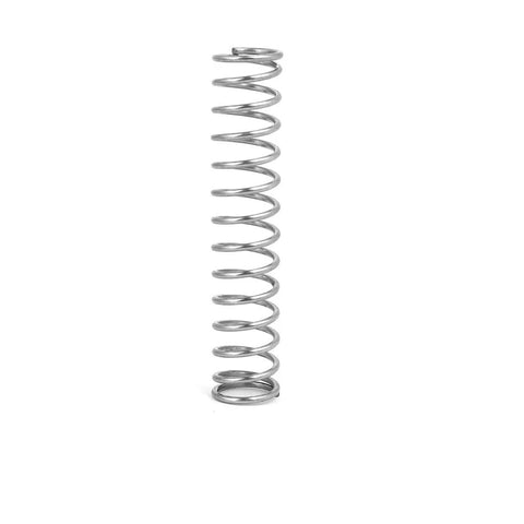 Front view compression spring, 304 stainless steel, 10mm OD, 1mm wire, 50mm free length, silver tone