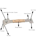 All-In-One Beekeeping Steel Hive Tool with Wooden Handle, showing 7 functions including scraper, J hook, and frame lifter.