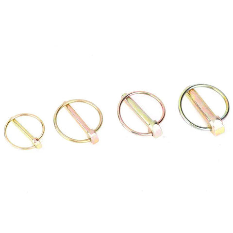 Assorted 50 Piece Steel Pins Kit For Farm Tractors Trailers And Equipment Annular Security Pins With Zinc Plating, four sizes shown