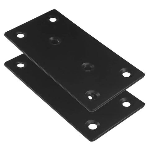 4 Pack Black Stainless Steel Mending Plates For Wood, 4 X 2 Inch Flat Brace Brackets With Screws, Heavy Duty Corner Braces For Furniture, Rust Resistant Repair Plates