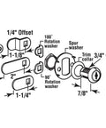 Diagram of Keyed Alike Diecast Drawer And Cabinet Lock For File Cabinets with 3 cams, washers, trim collar, 7/8 inch length.