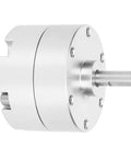 Oumefar 20mm mini rotary actuator, stainless steel pneumatic cylinder with protruding shaft, front view