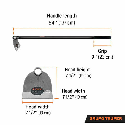 Lane Hoe No 1 Heavy Duty Garden Tool With 54 Inch Fiberglass Handle And Forged One Piece Head dimensions and specs diagram
