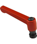 Adjustable Stop Assembly for 40 Series Red L Handle Linear Bearing Brake Kit in glossy zinc die-cast finish, side view.