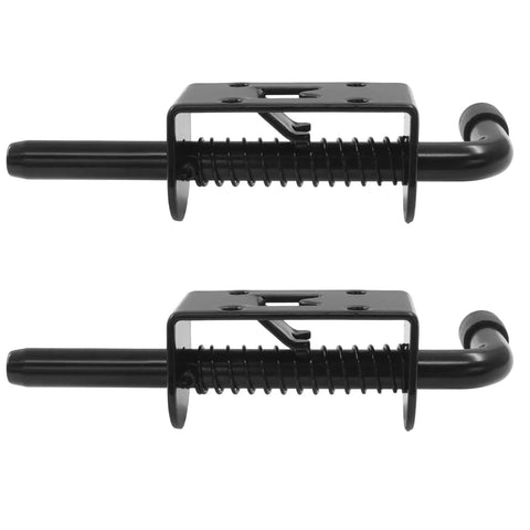 Top Shelf Premium Steel Heavy Duty 2 Pack 5 Inch Spring Loaded Barrel Bolt Latch Pin Black Rust Resistant Outdoor Security Hardware