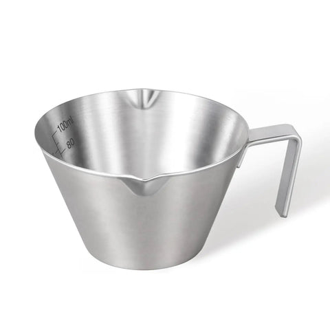 3.4 Oz Espresso Cup With Handle Premium Stainless Steel Cappuccino Accessories Double Spout Measuring Cup With Dual Scale Latte Shot Mug With V Shaped Mouth 100 Ml