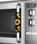 Sunflower Print Refrigerator Door Handle Covers Set of 6, Three Sizes, Anti Skid Appliance Handle Protectors on microwave