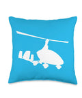 Autogyro Pilots And Gyroplane Fans Throw Pillow With Realistic Gyroplane Silhouette, Ideal Gift For Flight Instructors And Aviation Nerds