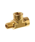 Road Ready Brass Run Tee Pipe Fitting 3/4 Inch NPT Thread Female To Male Branch Connector for instrumentation, showcasing durable brass construction.