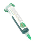Two Pack Green Solder Mask Ink For PCB Repair And Wire Stabilization, syringe containing dark green ink with label and nozzle
