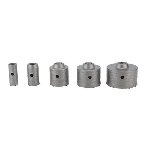 Heavy Duty 9 Piece Concrete Hole Saw Drill Bit Kit With Tungsten Carbide Cutters For Brick Stone Cement Walls And Pipe Installations Using Sds Plus Shank Adapter For Serious DIY Contractors, five hole saw sizes