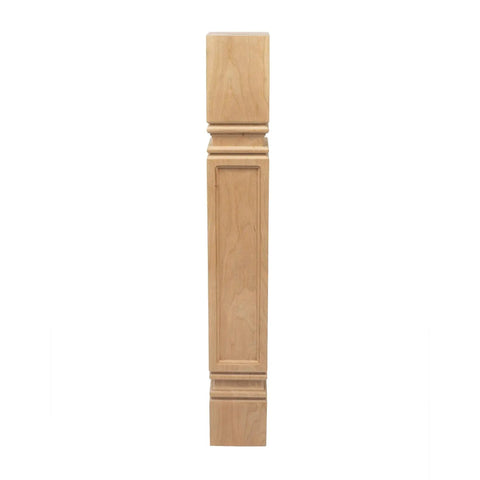 Unfinished North American Cherry Kitchen Island Leg, 35-1/4 In High, 5 In Wide, 5 In Deep, Solid Wood, Triple Sanded, Deep Relief Mission Style