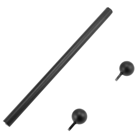 Heavy Duty Steel Cross Arm Bracket For Lamp Posts, Black powder coated rod with two screw mount balls for hanging lights.