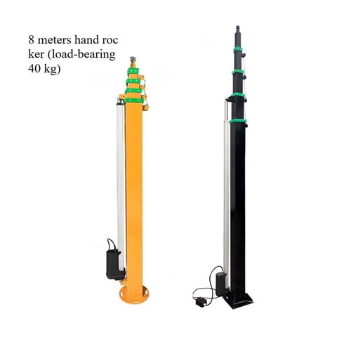 Custom Manual Telescoping Lifting Mast With Hand Crank Winch, 8m height, two-color design for rugged job sites.