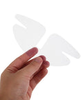 50 Piece Pvc Butterfly Collar Stays Double Layer Shirt Inserts in a hand, clear PVC material for a sharp fit.
