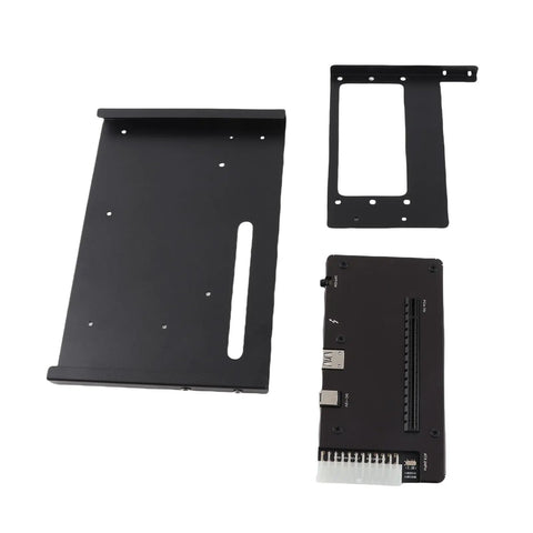 Thunderbolt 3 And 4 External GPU Dock Station With USB 4.0 PCIe 16X Slot ATX 24Pin Adapter parts showing metal brackets and PCIe connector.