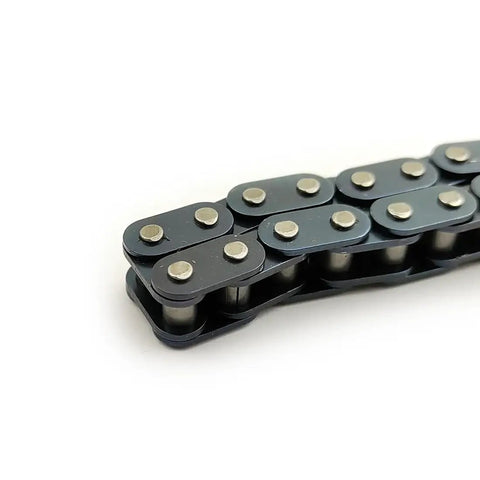 Beefed-Up Heavy-Duty Double-Strand Roller Chain For Machinery Steel Drive Chain 2 Pack T8F 124 Links, close-up view