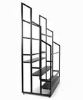 No Fuss Heavy Duty Three Tier Commercial Textile Fabric Roll Organizer Built Like A Tank With Detachable Rods for vinyl spools in black.