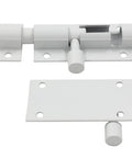2 Pack White Barrel Bolt Latch 2 Inch Sliding Door Lock Aluminum Alloy Slide Bolt Heavy Duty Gate Hardware, white latch with mounting plate.