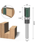 Four Piece Straight Router Bit With Bearing For Flush Trim And Grooving, One Quarter Inch Shank, Carbide YG6 Tip, bit diagram