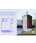Wireless Ultrasonic Water Level Monitor For Tanks With High And Low Alarm, Solar Powered Level Sensor, IP65 Waterproof Gauge And Indicator installed on outdoor tank