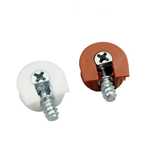 100 Pack Threaded Cam Lock Furniture Stud Pins Reddish Brown 18mm Heavy Duty Partition Support Laminate Hardware Connectors white and reddish brown cam lock fittings