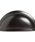 Top Shelf Rustic Bin Cup Pulls With Slick Oil Rubbed Bronze Finish, rounded design ideal for kitchen or bathroom use.