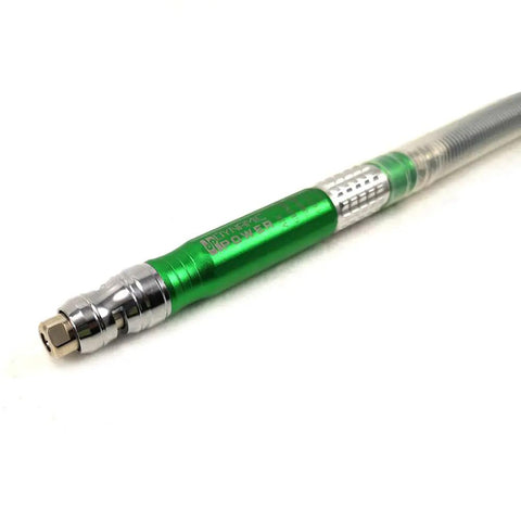 Razor Sharp Eighth Inch Collet Air Micro Die Grinder With Tough Quarter Inch Air Inlet and All Star Accessory Bundle, green and silver design.