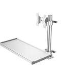 Heavy Duty Industrial Aluminum Computer Monitor Keyboard Mount Workstation Base with sturdy adjustable arm and shelf