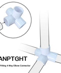 One And A Half Inch PVC Tee Fitting Four Way Elbow Connector Furniture Grade Ninety Degree Corner Elbows in use