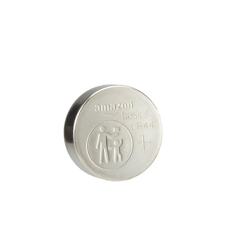 Six Pack Lr44 Alkaline Button Coin Cell Batteries 1 5 Volt showing a single LR44 battery for gadgets and toys.