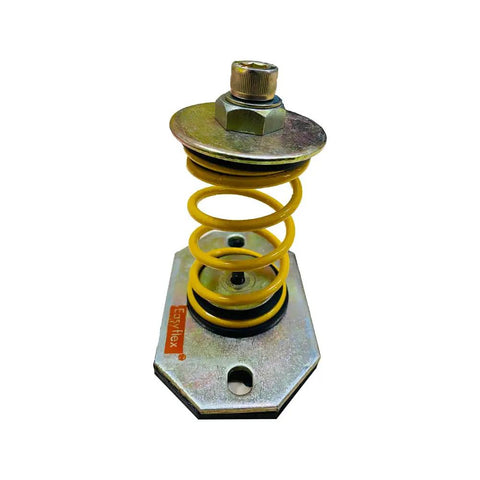 Smooth Operator Open Spring Mount Vibration Isolator with 6 Mm Ribbed Rubber Pad and 66 Lb Capacity showcased from front angle.