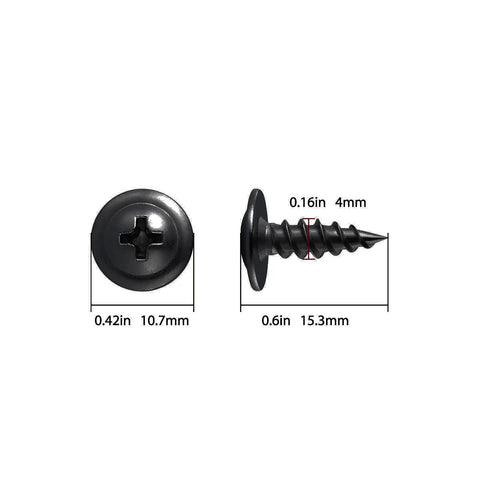 Pro Grade Heavy Duty Black Phillips Truss Head Wood Screws 400 Pack 8 By Half Inch Self Tapping Carbon Steel Fasteners side view detailing dimensions.
