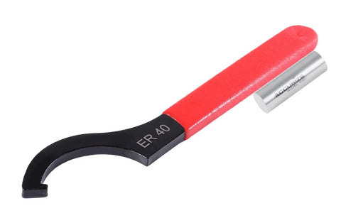ER40 Collet Nut Wrench Pro Grade Adjustable Tool With Extended 8.267 Inch Handle for Precise Fit and Maximum Leverage, visible front view.