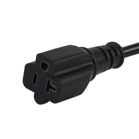 Right Angle NEMA 5 15P To 5 20R Power Adapter Cable Beefy 14 AWG UL Listed 1 Foot SJT Heavy Duty Cord female receptacle close-up