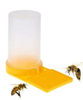 Bee Water Dispenser For Beehives Durable Plastic Drinking Nest Feeder with bees near yellow entrance platform
