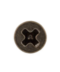 Heavy Duty Number 4 X Half Inch Flat Head Phillips Wood Screws In Antique Brass Finish showing top view of screw head design.