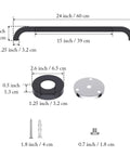 Dimensions of 2 Pack 24 Inch Anti Slip Shower Grab Bar With Oil Rubbed Black 1.25 Inch Knurled Easy Grip Safety Hand Rail parts