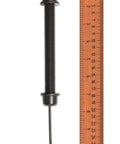Dual Sided Outdoor Gate Latch For Wood Metal And Vinyl Fences With Integrated Pull And Gravity Latch next to ruler for size reference