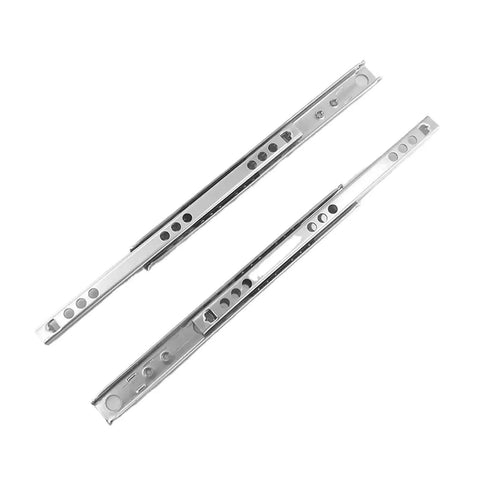 Rock Solid Iron Two Section Ball Bearing Drawer Slide Rail for tight cabinet storage, 17mm width, heavy-duty metal glides.