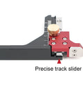 Side view of Pro Grade Woodworking Height Gauge with CNC Machined Aluminum Dual Scale for Table Saw Router Table and Drill Press.