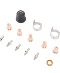 Fifty Piece IPT40 Tip Electrode Kit For Plasma Cutting Torches Compatible With CUT 55DS Pro And CUT 65DS displayed in arrangement