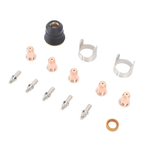 Fifty Piece IPT40 Tip Electrode Kit For Plasma Cutting Torches Compatible With CUT 55DS Pro And CUT 65DS displayed in arrangement